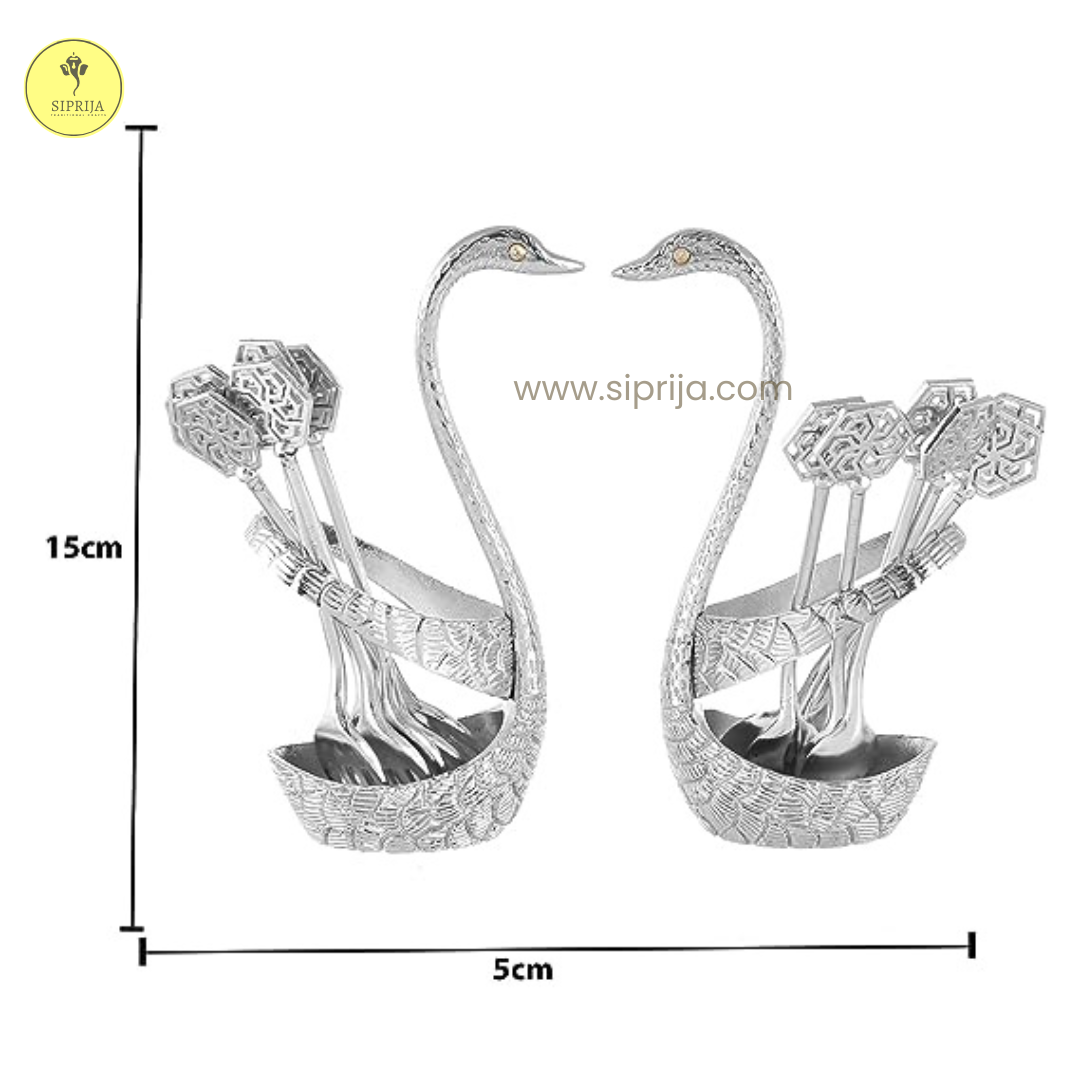 SIPRIJA - Silver Swan Pair Spoon holder