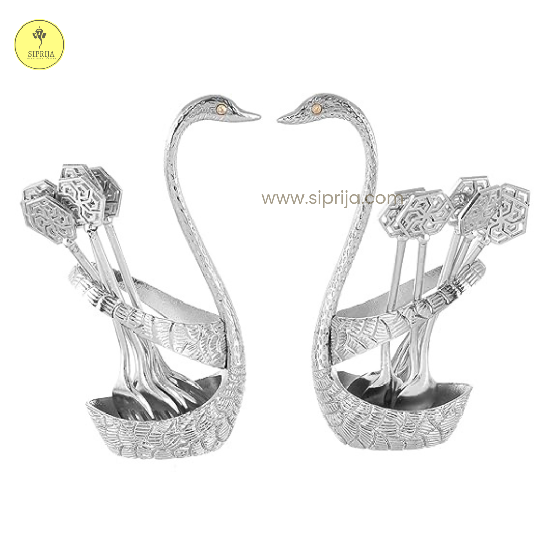 SIPRIJA - Silver Swan Pair Spoon holder