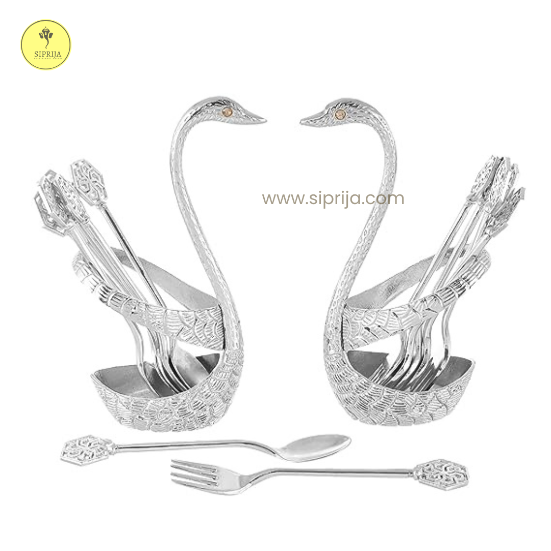 SIPRIJA - Silver Swan Pair Spoon holder