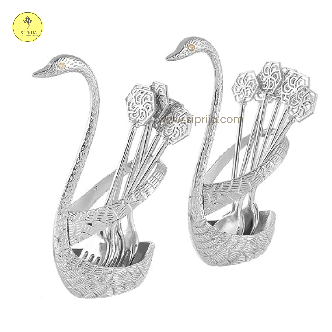 SIPRIJA - Silver Swan Pair Spoon holder