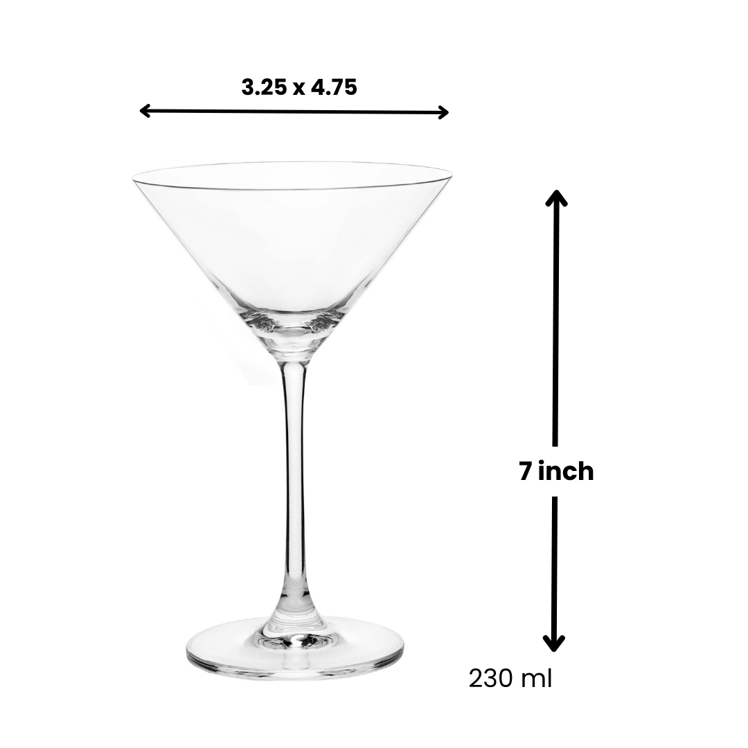 SIPRIJA Crystal Martini Glasses |Glass Set of 6 (230 ml)