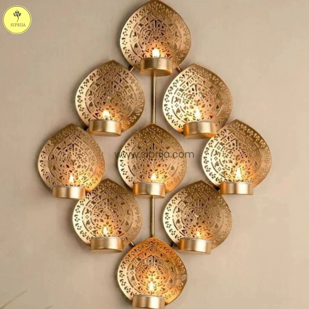 SIPRIJA - 9 Leaf Tea Light Holder/Wall Hanging