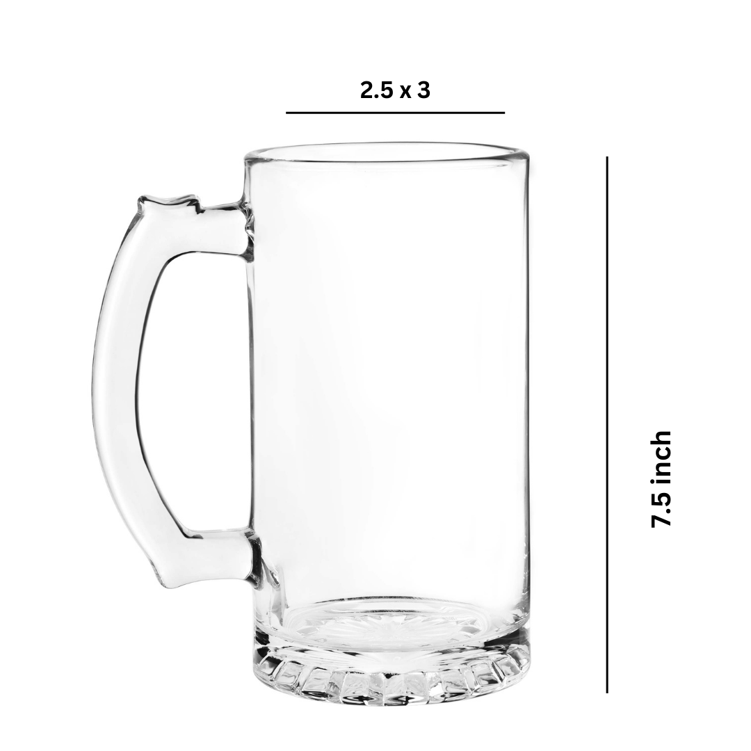 SIPRIJA- Regular Beer Mug I Glass Set of 2 (490 ml)