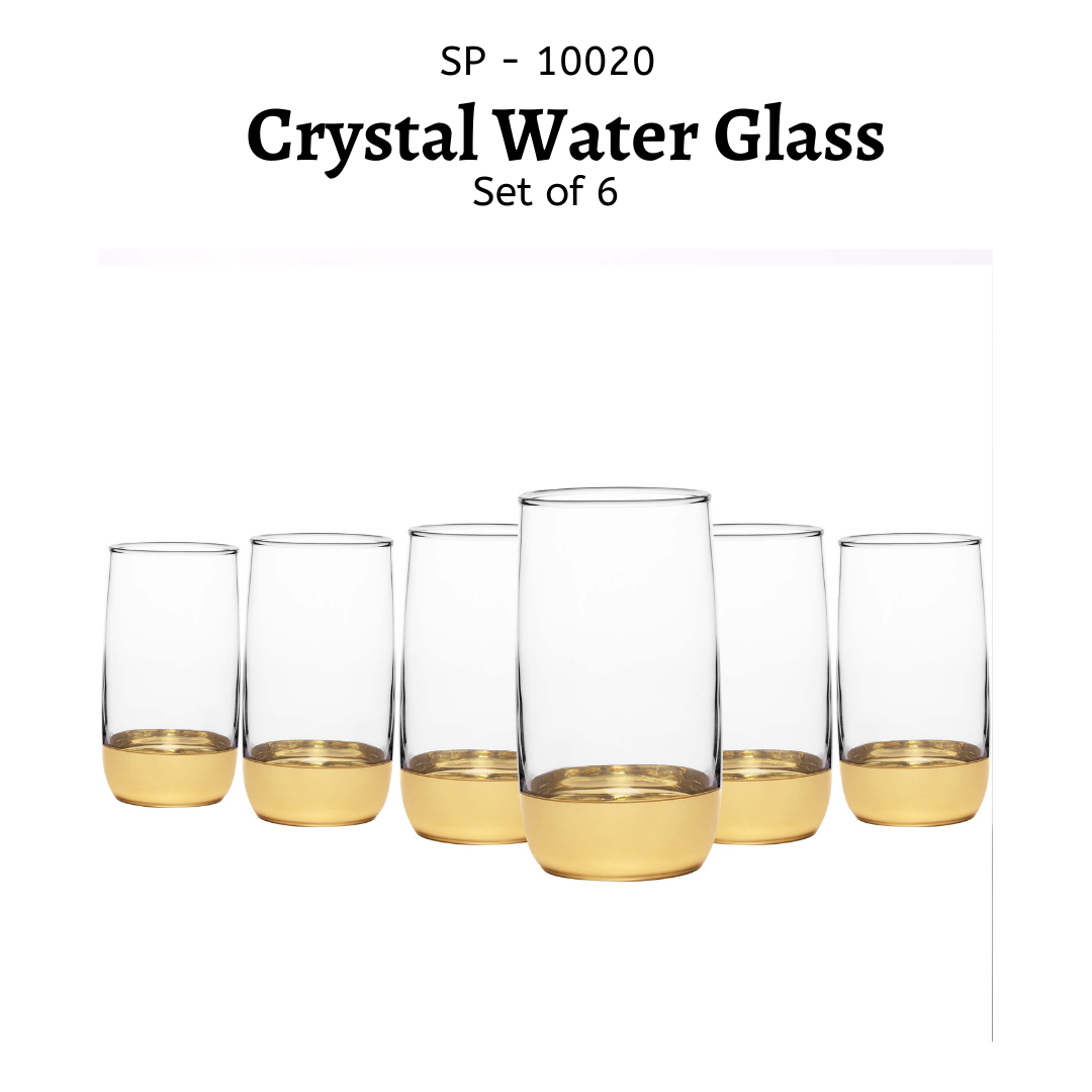 SIPRIJA - Crystal Water Glass – Gold Base (SET OF 6)