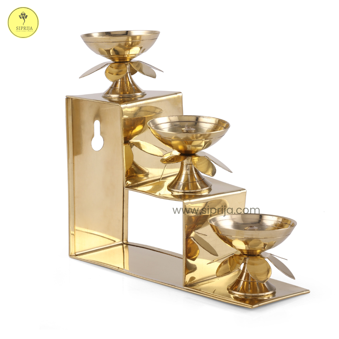 SIPRIJA- Brass Step Diya Combo(5(2Step)+5(3Step) = 25 Diya)