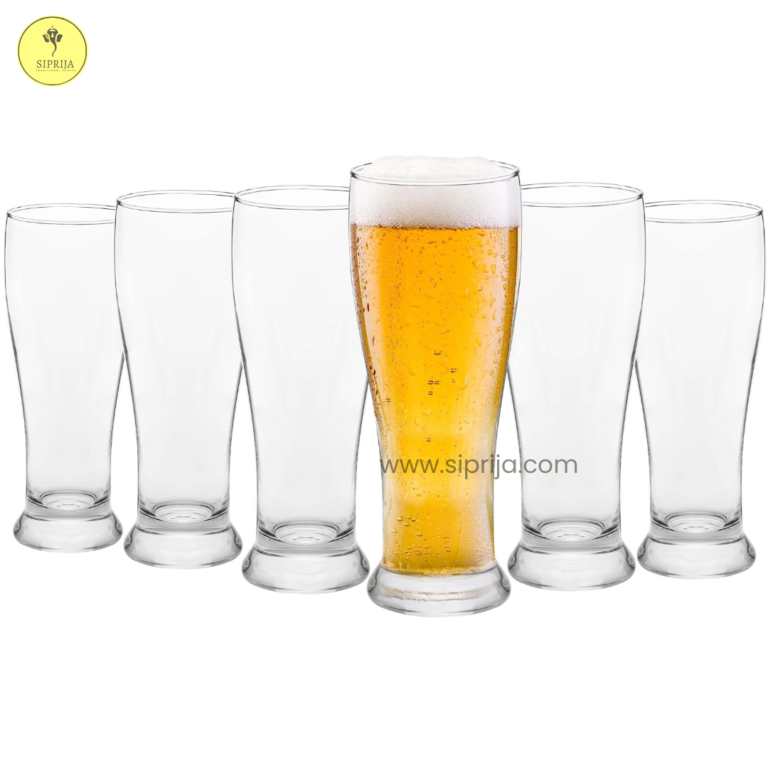 SIPRIJA- Classic Beer Glass | Glass Set of 6 (460 ml)