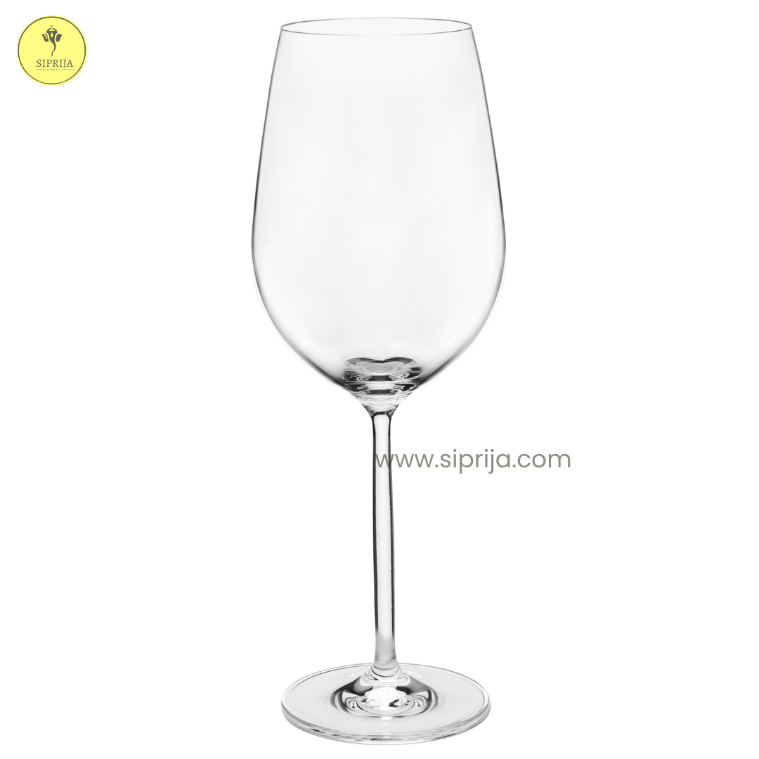 SIPRIJA- Classic Crystal Long Stem Wine Glass | Glass Set of 6 (750 ml)