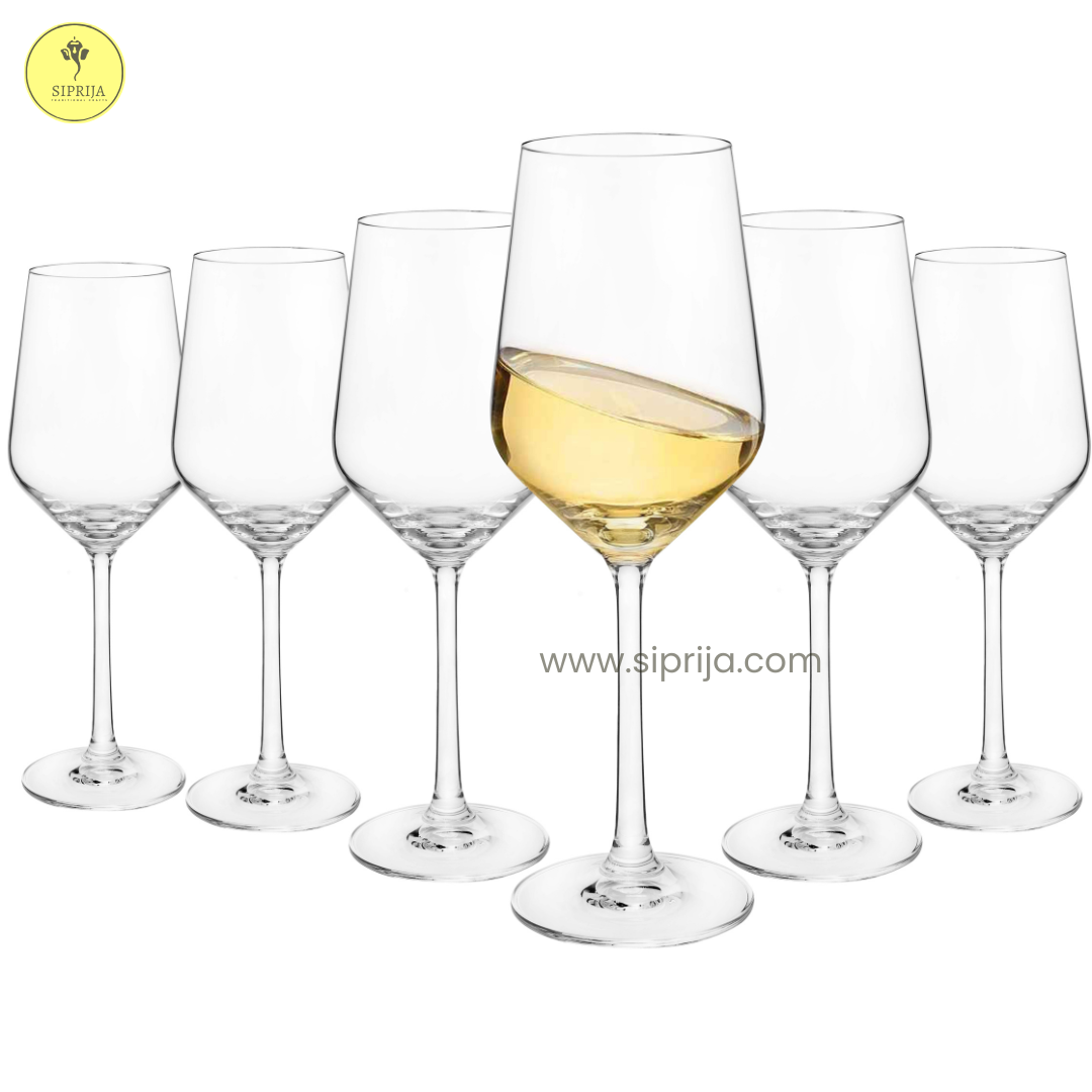 SIPRIJA Classic Crystal Wine Glasses |  Set of 6 (460 ml)