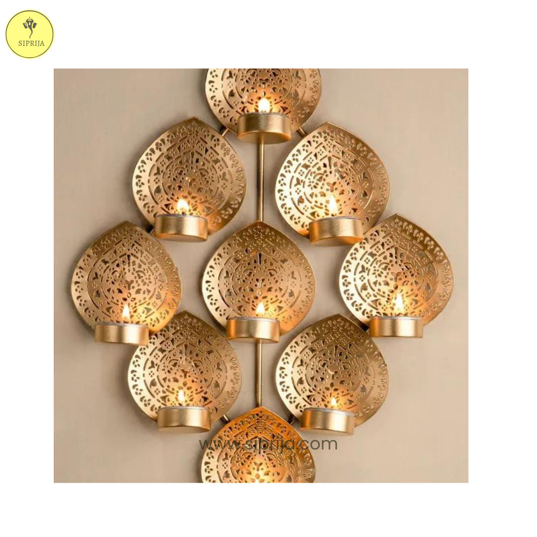 SIPRIJA - 9 Leaf Tea Light Holder/Wall Hanging