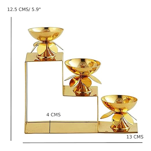 SIPRIJA- Brass Step Diya Combo(5(2Step)+5(3Step) = 25 Diya)