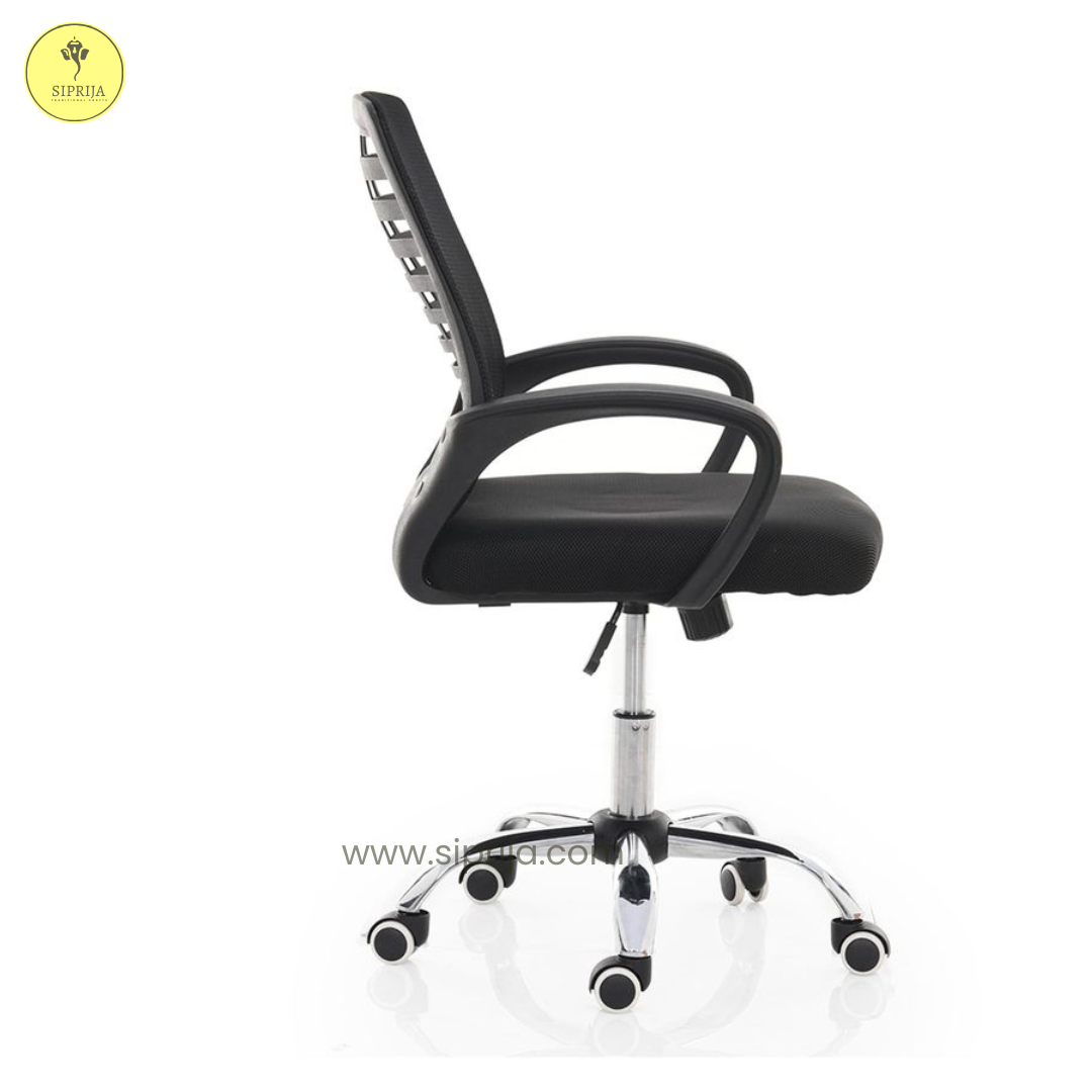 SIPRIJA- Black Office Chair(With Chrome Platted Base-1 Year Warranty)