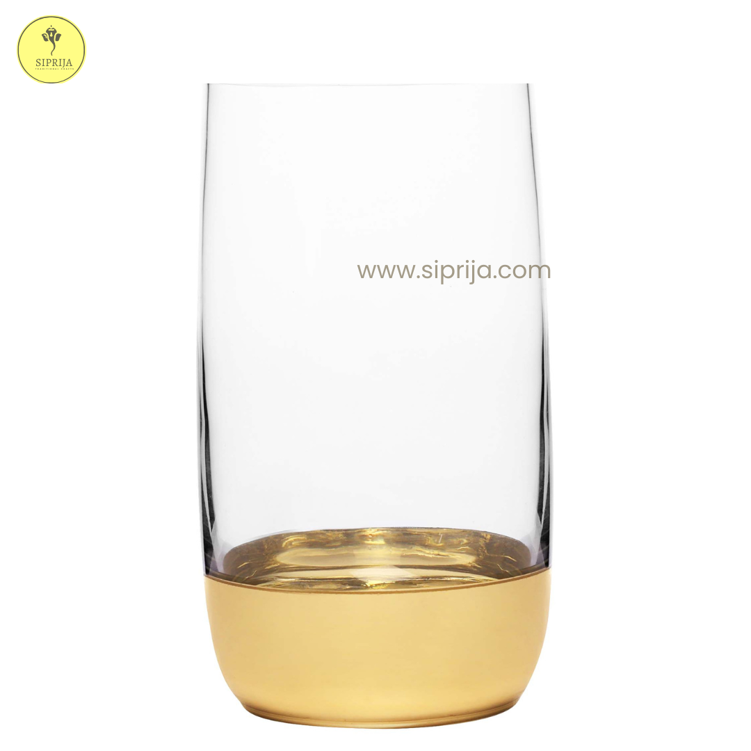 SIPRIJA - Crystal Water Glass – Gold Base (SET OF 6)