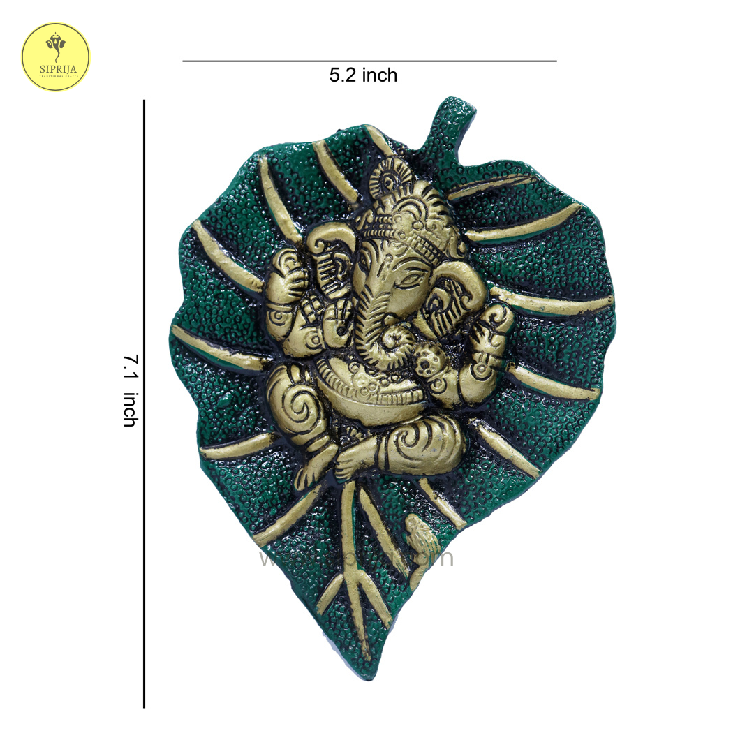 SIPRIJA- Ganesha Wall Hanging (leaf)(Green)