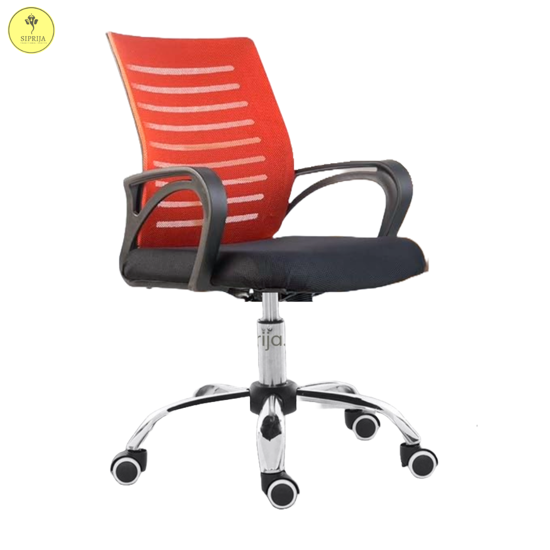 SIPRIJA- Black Office Chair(With Chrome Platted Base-1 Year Warranty)