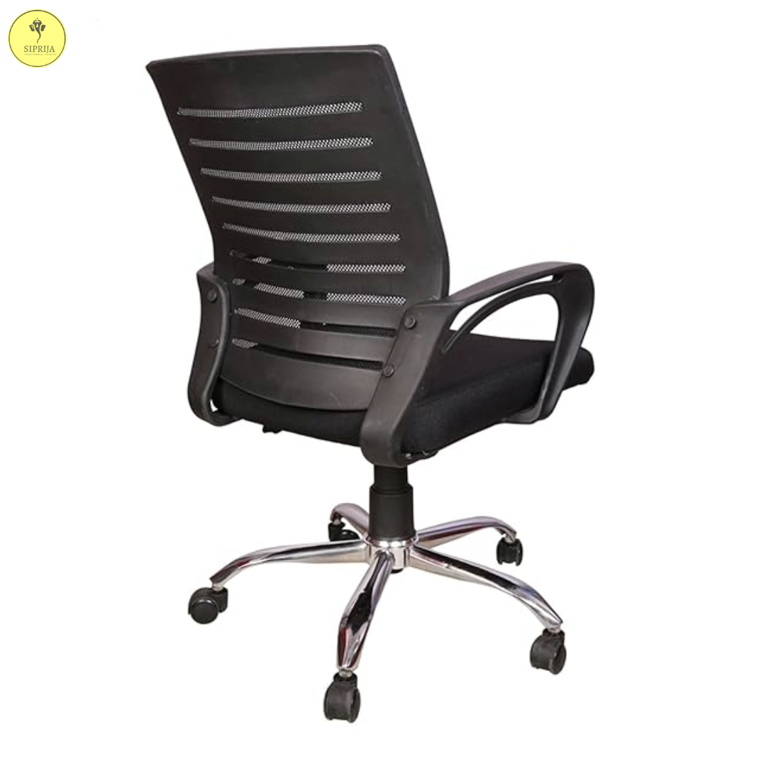 SIPRIJA- Black Office Chair(With Chrome Platted Base-1 Year Warranty)