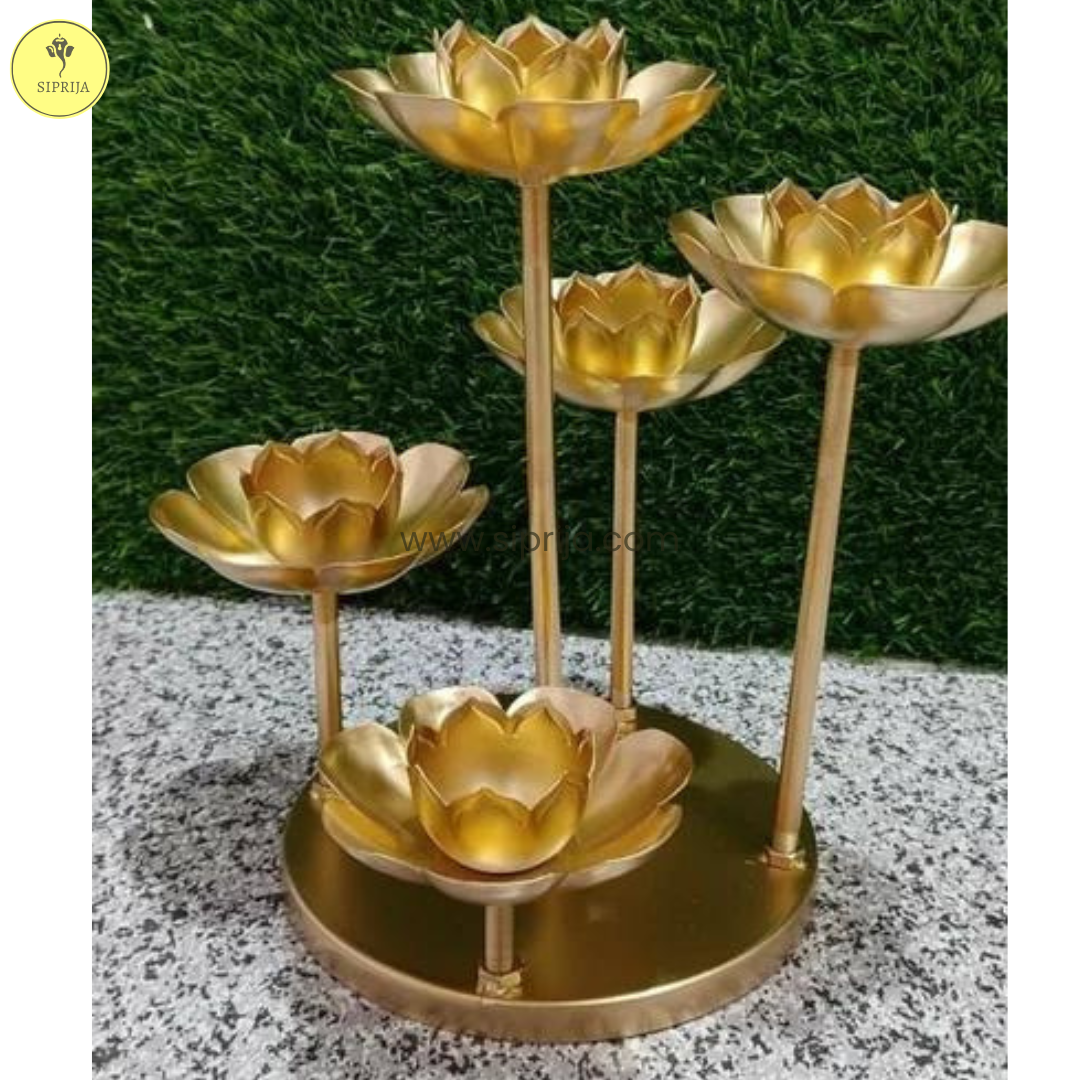 SIPRIJA- Lotus Iron Candle Holder(12.5Inch)